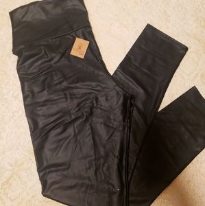 Black faux leather leggings